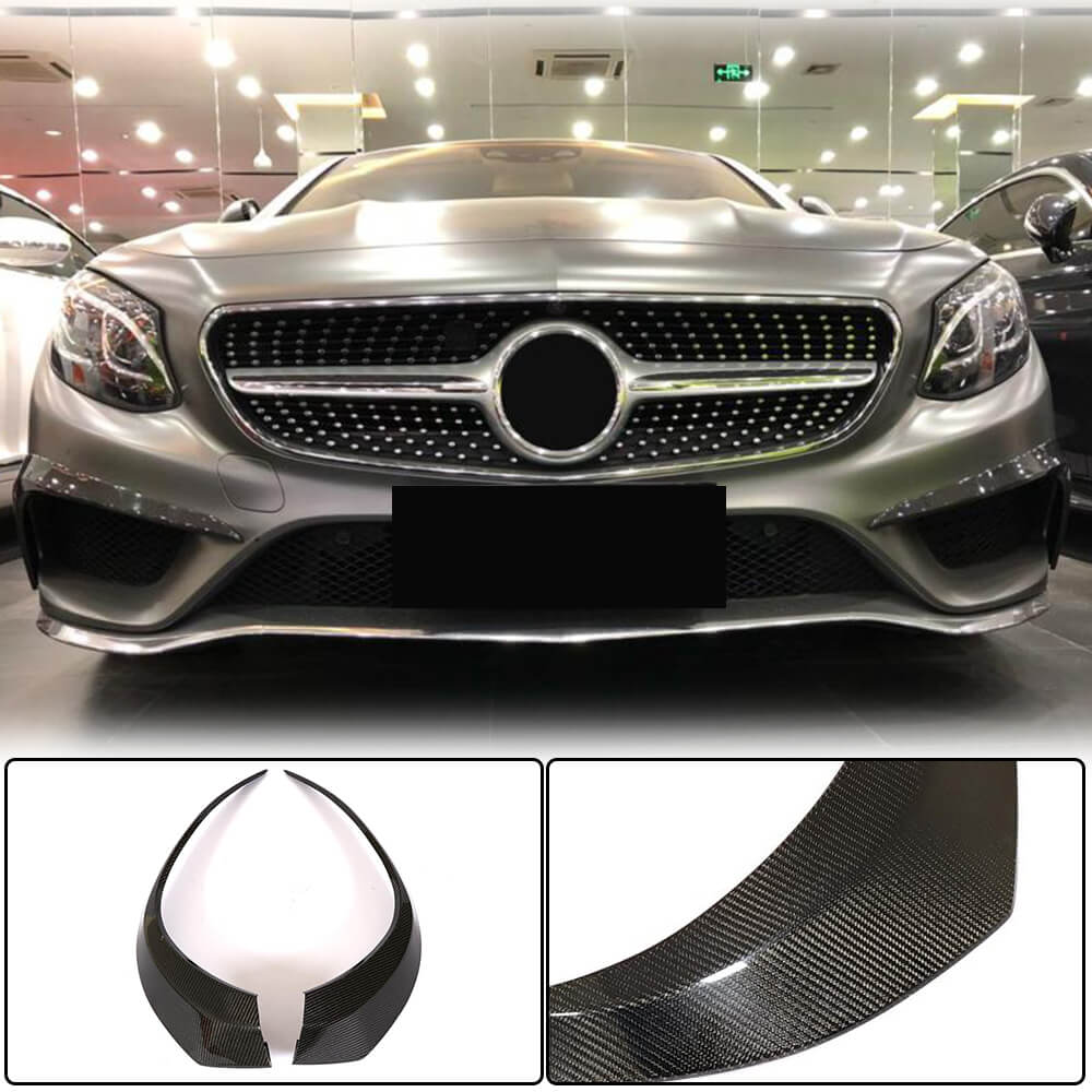 Front bumper inserts (for AMG-Line 2015-2018, Carbon) for Mercedes S-class C217 Coupe 2014-2020 - image 1