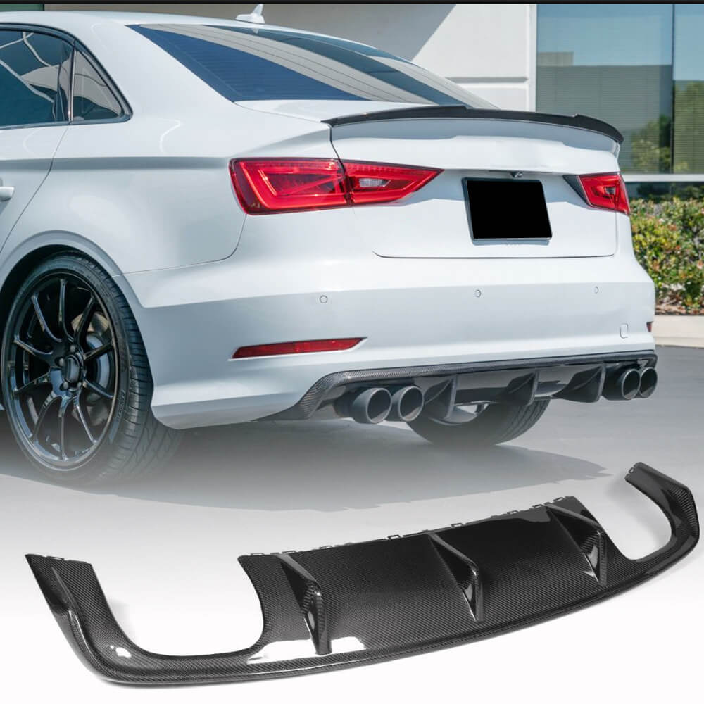 Rear Bumper Diffuser V2 (for S-Line SD 2012-2016, Carbon) for Audi A3 2012-2020 - image 1