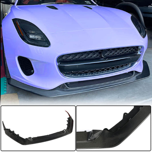 Front Bumper Lip Spoiler (for Base 2017-2019, Carbon) for Jaguar F-Type 2013-2024 - image 1