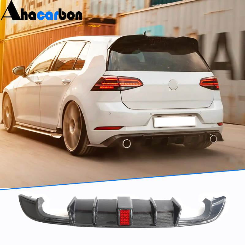 Rear Bumper Diffuser (for R-Line HB 2017-2020, Carbon) for Volkswagen Golf 7/E-Golf 2012-2020 - image 1