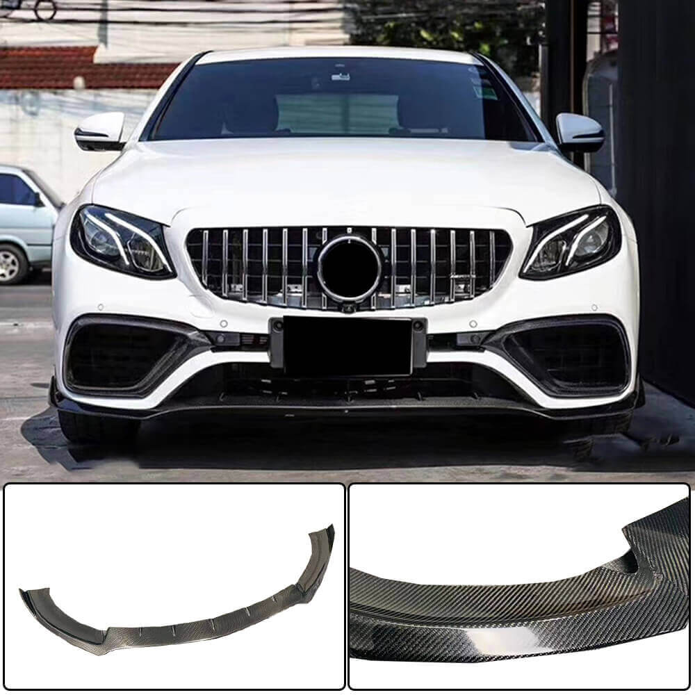 Lip V1 front bumper cover (for E63 AMG 2016-2019, Carbon) for Mercedes E-class W213 2016-2023 - image 1