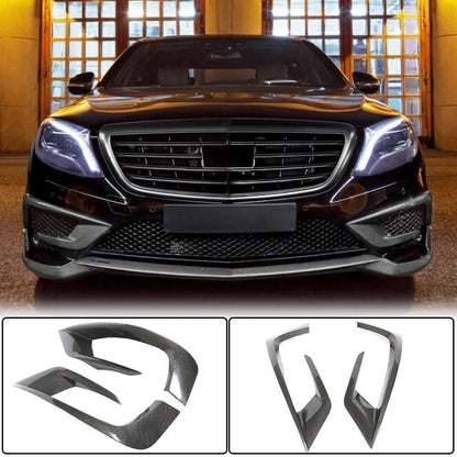 Front bumper extensions V1 for S63 AMG 2014-2017 Carbon for Mercedes S-сlass W222 2013-2022 - image 1