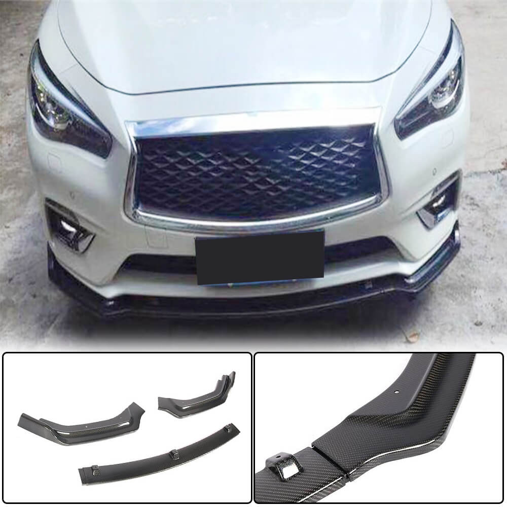 Front Bumper Lip V2 for Q50 Base 2018-2023, Carbon for Infiniti Q50/Q60 2013-2024 - image 1