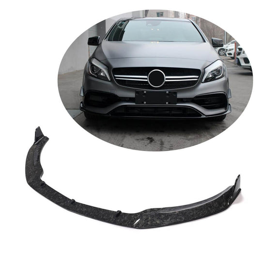 Front Bumper Lip Spoiler (for A45 AMG HB 2016-2018, Carbon) for Mercedes A-сlass W176 2012-2018 - image 1