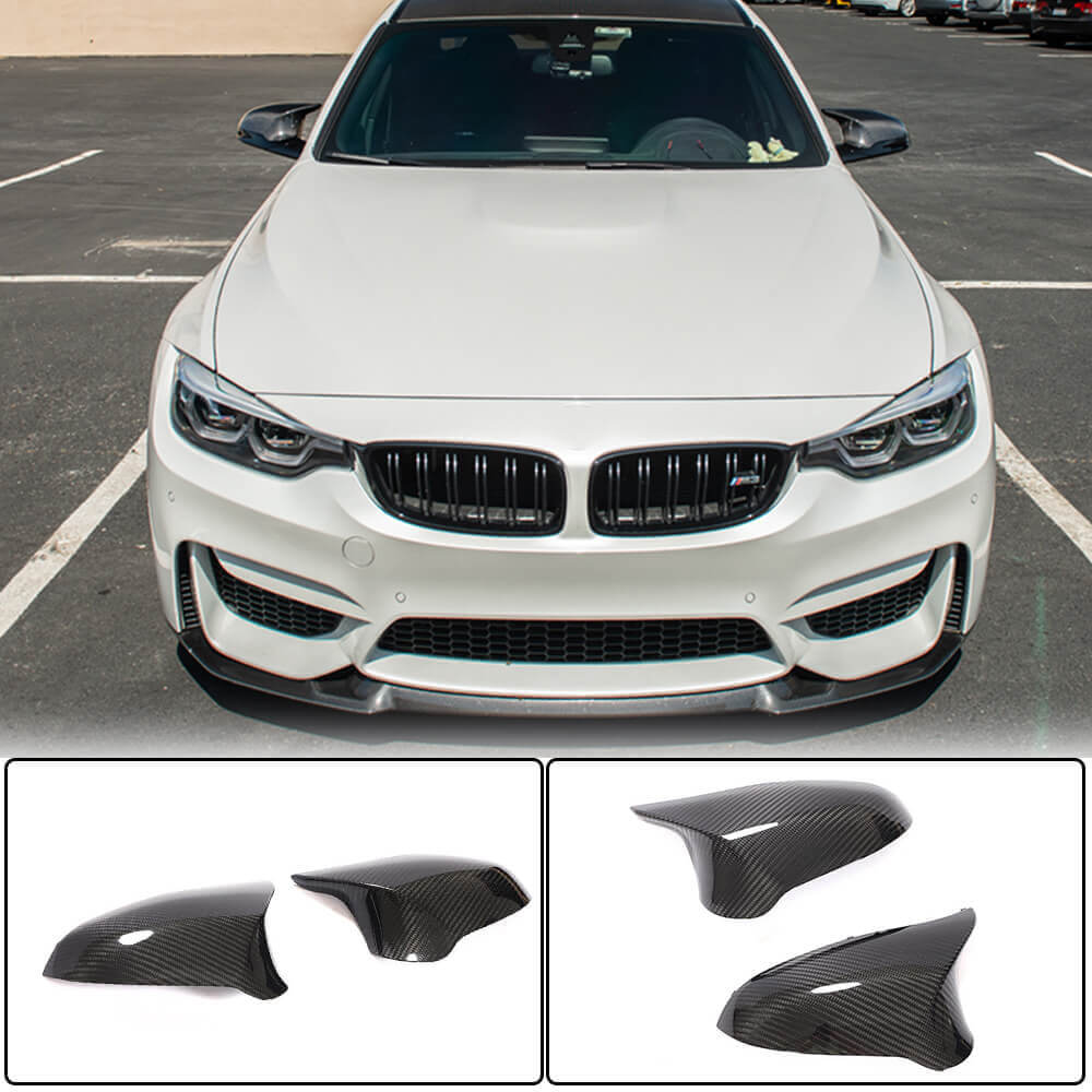Mirror Covers Pair Replacement Dry Carbon Fiber V1 (for M3) for BMW 3 series F-30/31/34 2012-2019 - image 1