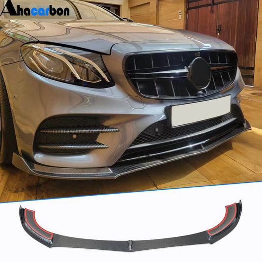 Front Bumper Lip V1 for AMG-Line / E43 AMG 2016-2019, Carbon for Mercedes E-сlass W213 2016-2023 - image 1