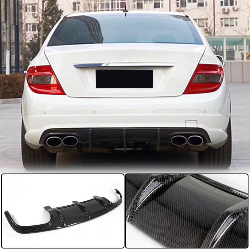 Rear bumper diffuser V3 (for AMG SD 2008-2011, Carbon) for Mercedes C-class W204 2007-2015 - image 1