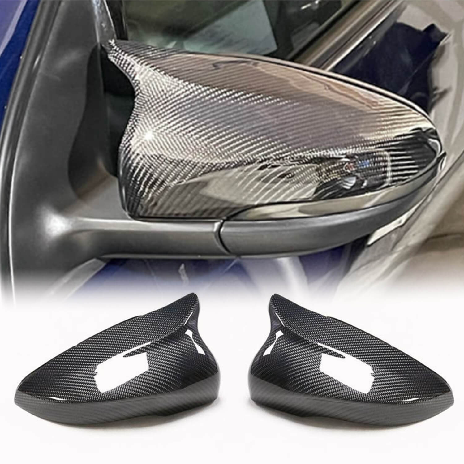 Mirror Covers V2 (for HB 2010-2013, Carbon) for Volkswagen Golf 6 2008-2014 - image 1