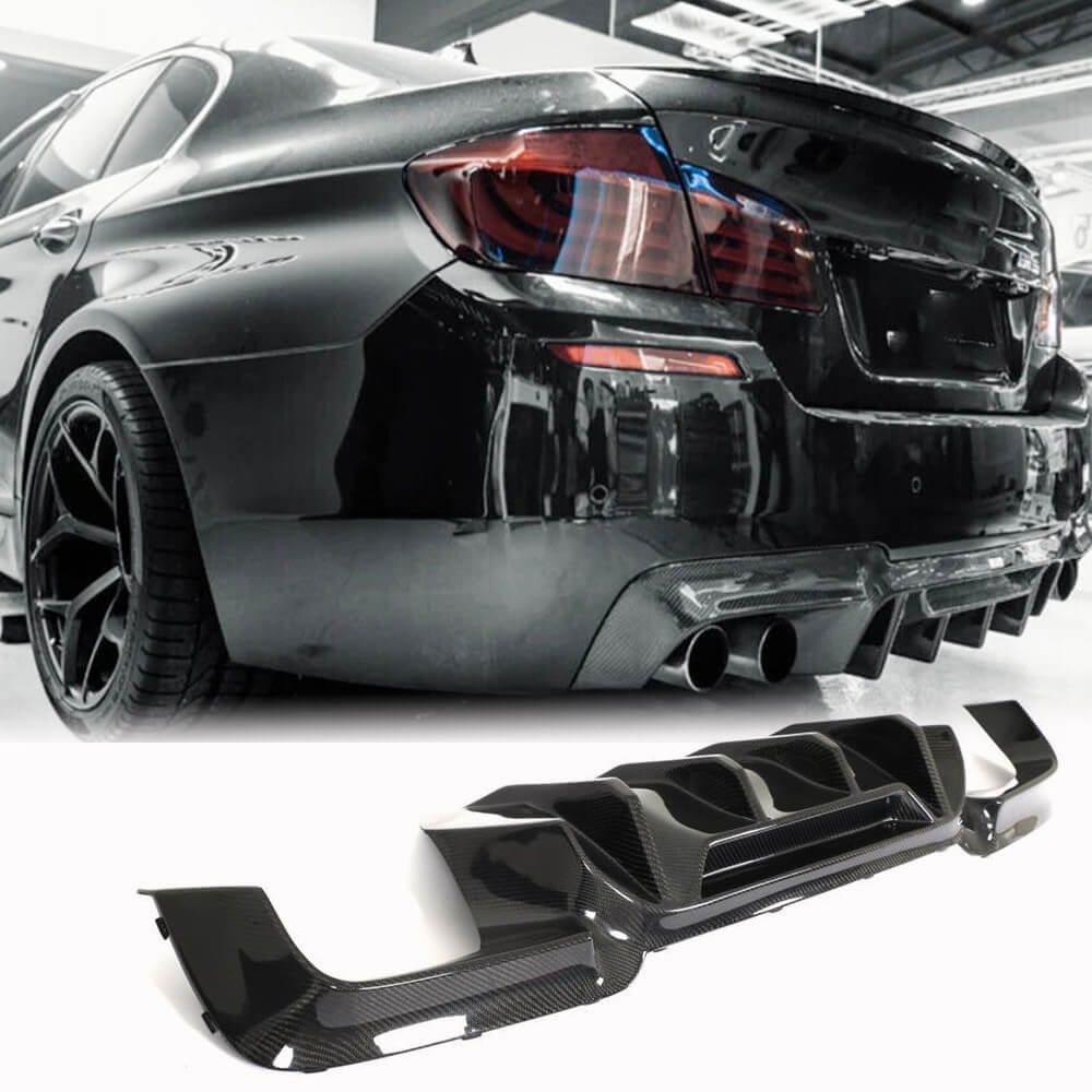 Rear Bumper Diffuser Carbon Fiber V5 (for M5) for BMW 5 series F-10/11/07 2010-2016 - image 1