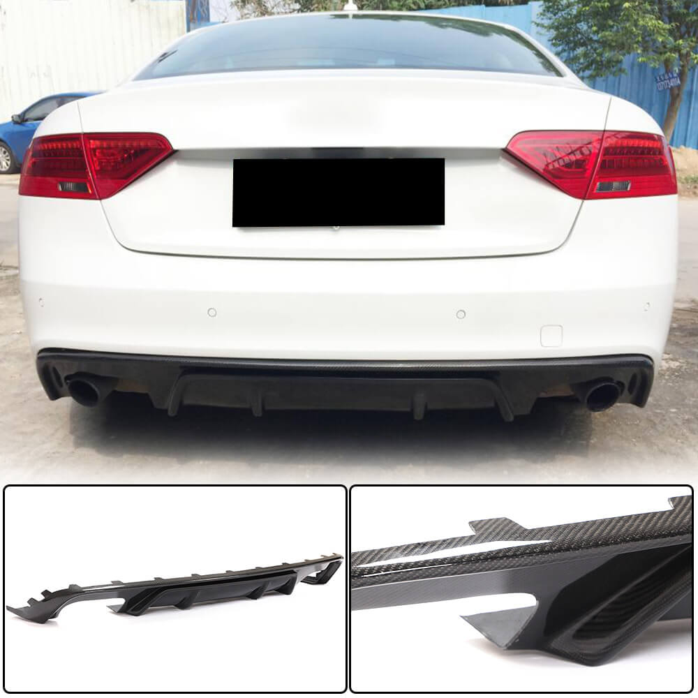 Rear Bumper Diffuser V2 (for S-Line 2012-2015, Carbon) for Audi A5 2007-2015 - image 1