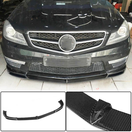 Front Bumper Lip V1 for AMG 2012-2014 Carbon for Mercedes C-class W204 2007-2015 - image 1