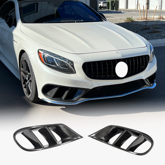 Front bumper inserts (for AMG-Line 2015-2018, dry carbon) for Mercedes S-class C217 Coupe 2014-2020 - image 1