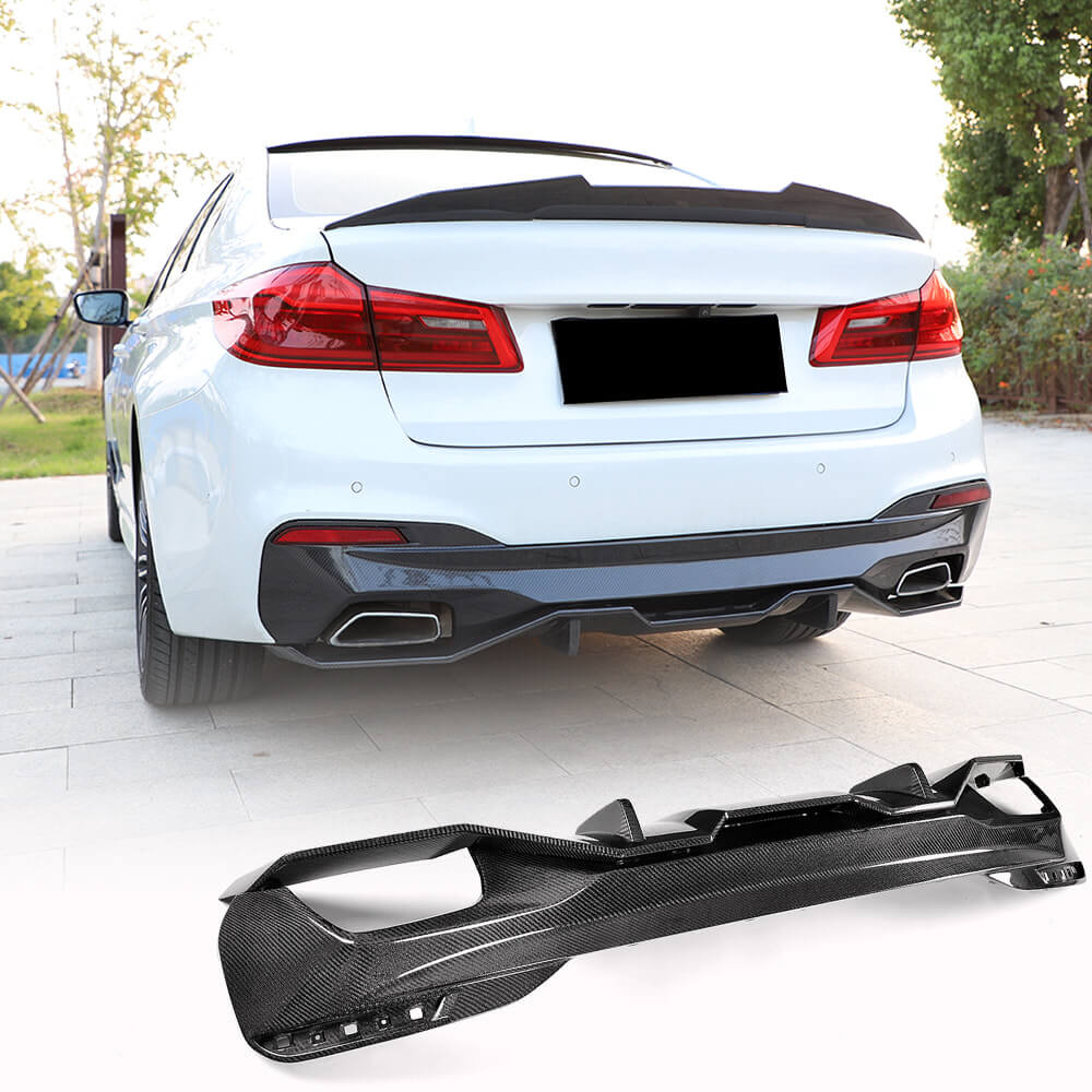 Rear Bumper Diffuser V2 (for M-Sport 2017-2020, Carbon) for BMW 5 Series G30/31 2017-2023 - image 1