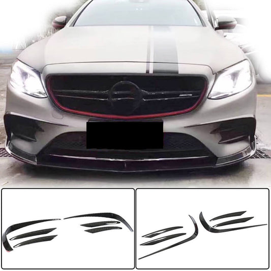 Covers on the front bumper V1 (for E43 AMG 2016-2019, Carbon) for Mercedes E-class W213 2016-2023 - image 1