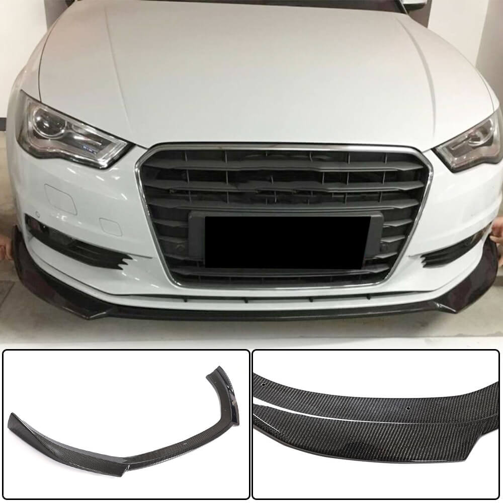 Front bumper lip Lip V1 (for Base 2012-2016 Sedan, Carbon) for Audi A3 2012-2020 - image 1