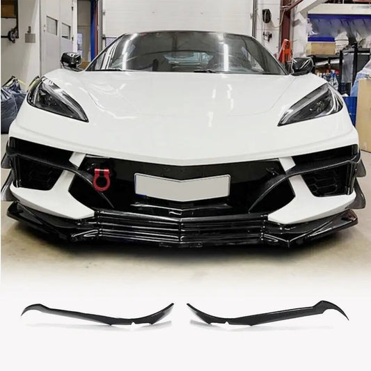 Covers on the front bumper (2019-2022, Carbon) for Chevrolet Corvette C8 2019- - image 1