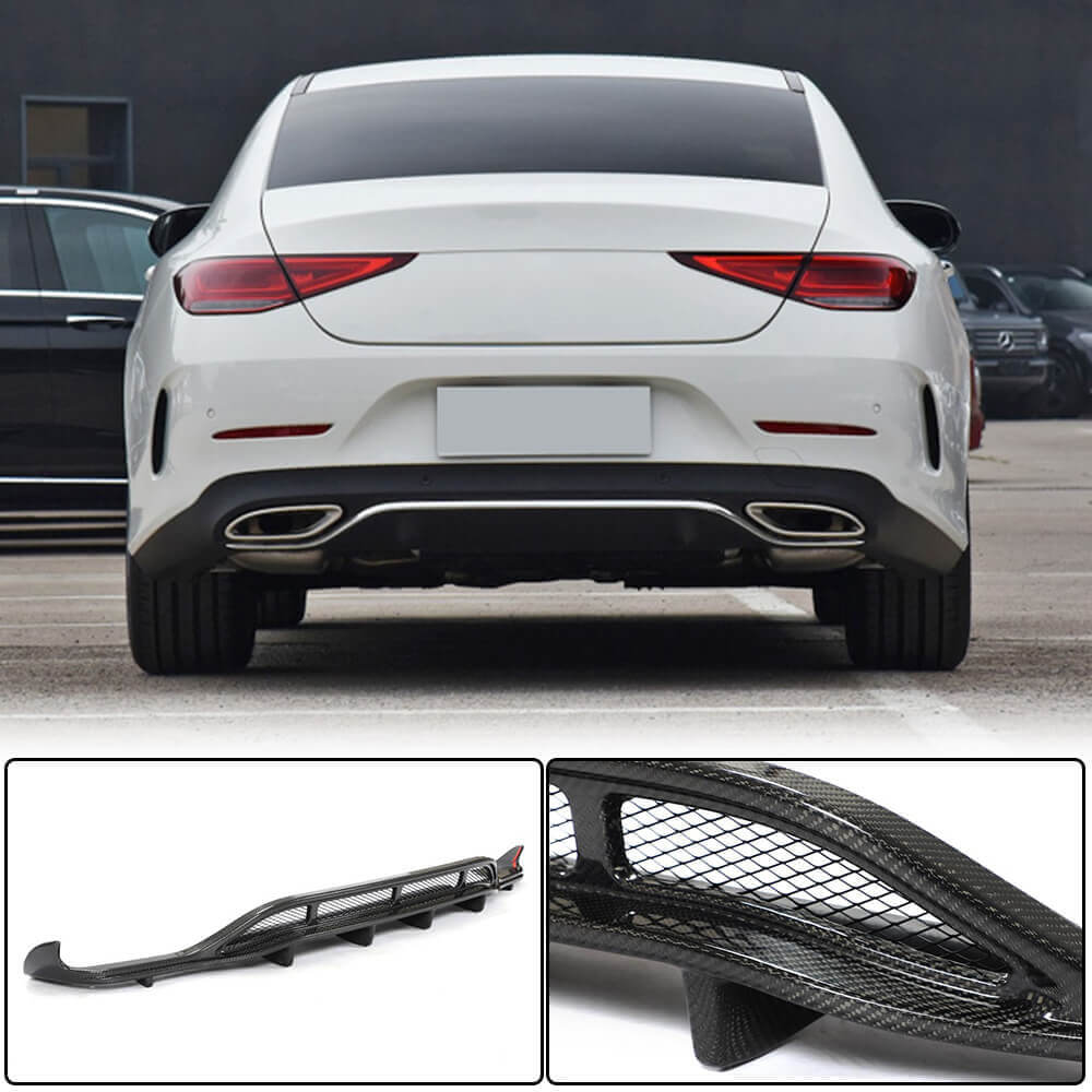 Rear bumper diffuser V2 (for AMG-Line 2018-2020, Carbon) for Mercedes CLS C257 2018- - image 1