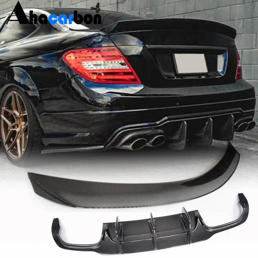 Spoiler with rear bumper diffuser (for C63 AMG 2012-2014, Carbon) for Mercedes C-class W204 2007-2015 - image 1