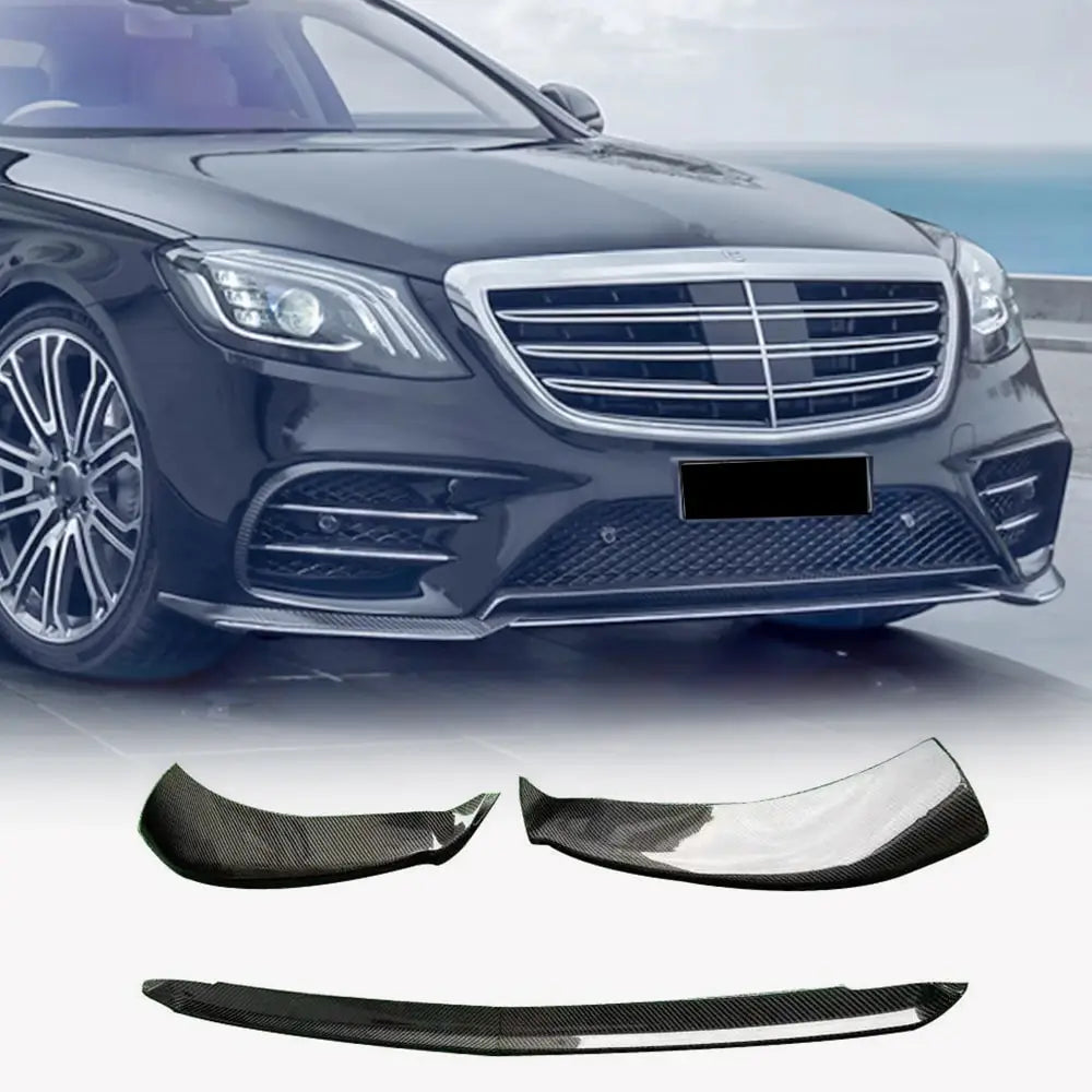 Front Bumper Lip Spoiler (for AMG-Line 2018-2022, Carbon) for Mercedes S-сlass W222 2013-2022 - image 1