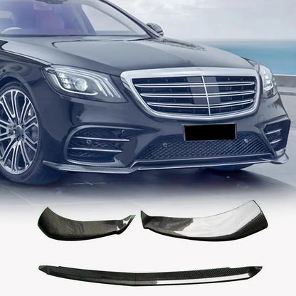 Front Bumper Lip Spoiler (for AMG-Line 2018-2022, Carbon) for Mercedes S-сlass W222 2013-2022 - image 1