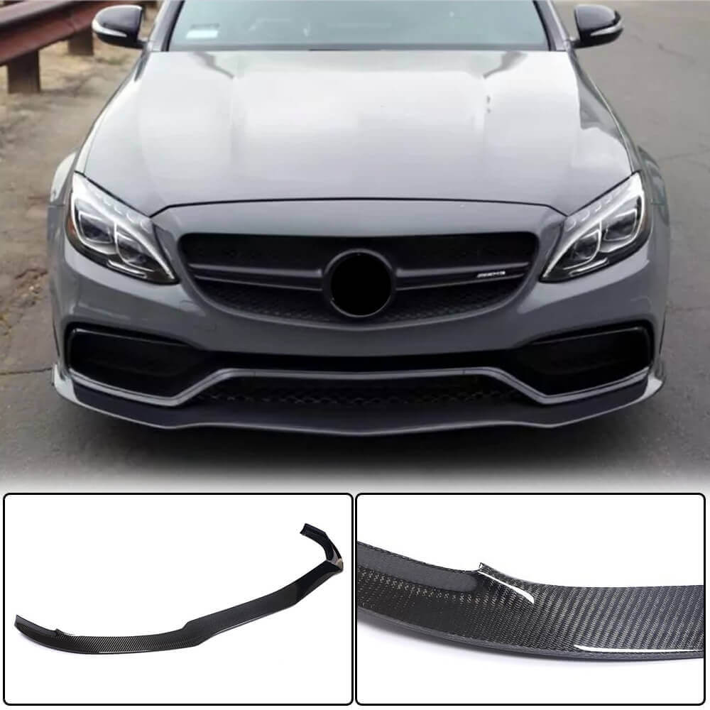 Front Bumper Lip V2 for SD C63 AMG 2015-2019 Carbon for Mercedes C-сlass W205 2014-2021 - image 1