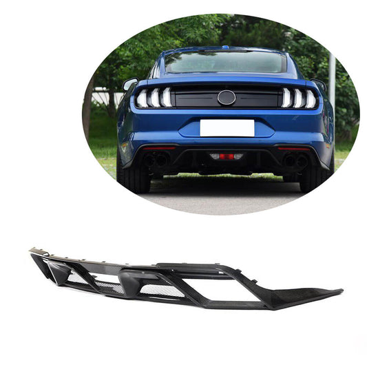 Rear Bumper Diffuser V2 (2018-2021, Carbon) for Ford Mustang 2015-2023 - image 1
