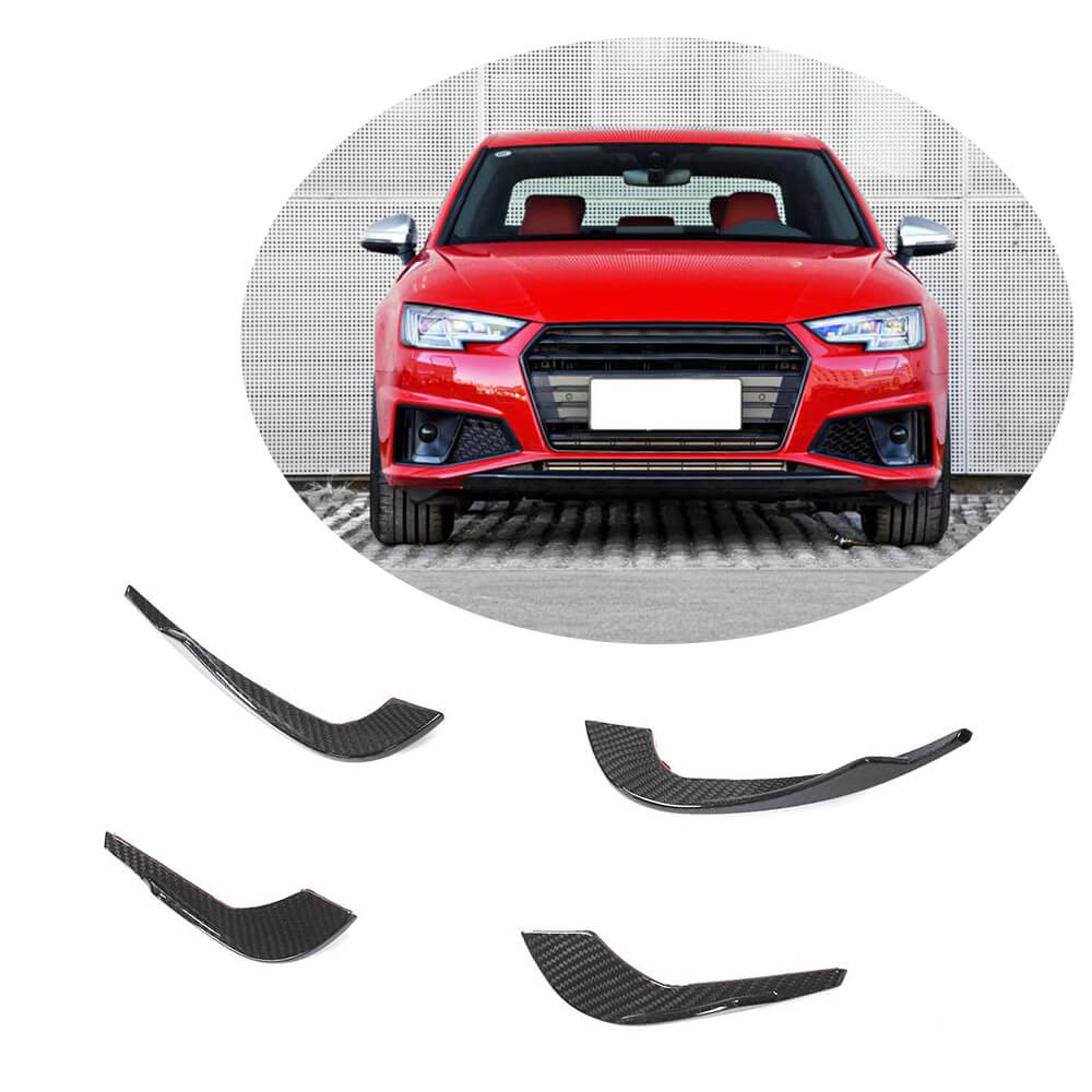 Front bumper extensions V3 (for S-Line SD 2015-2019, Carbon) for Audi A4 B9 2015-2024 - image 1