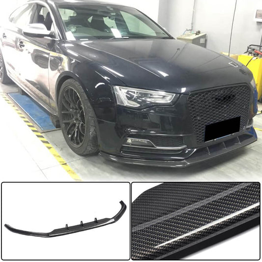 Front Bumper Lip V4 (for S-Line 2012-2015, Carbon) for Audi A5 2007-2015 - image 1