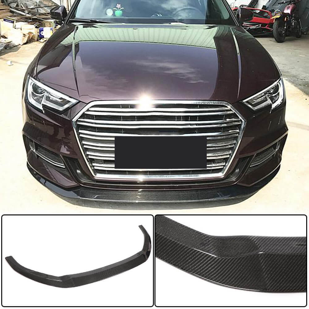 Front bumper lip Lip V3 (for S-Line Sedan 2017-2020, Carbon) for Audi A3 2012-2020 - image 1
