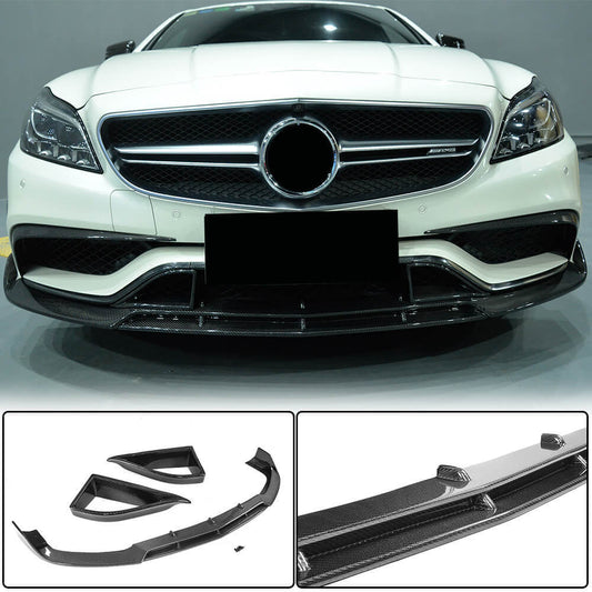 Front Bumper Lip V1 Add-on (for CLS63 AMG SD 2015-2018, Carbon) for Mercedes CLS C218 2011-2018 - image 1
