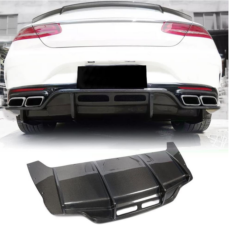Rear bumper diffuser (for AMG-Line 2015-2018, Carbon) for Mercedes S-class C217 Coupe - image 1