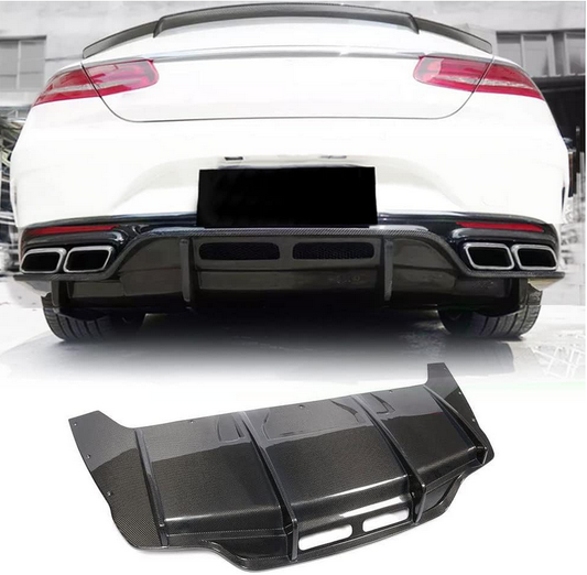 Rear bumper diffuser (for AMG-Line 2015-2018, Carbon) for Mercedes S-class C217 Coupe - image 1