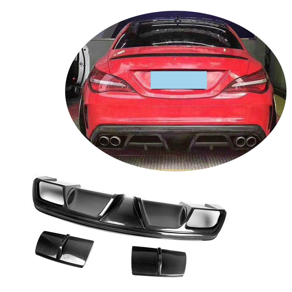 Rear Bumper Diffuser V1 (for AMG-Line / CLA45 AMG 2013-2016, Carbon) for Mercedes CLA C117 2013-2019 - image 1