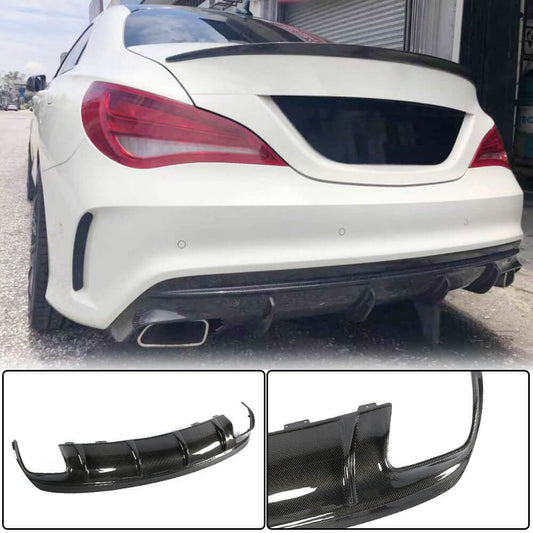 Rear bumper diffuser (for AMG-Line / CLA45 AMG 2017-2019, Carbon) for Mercedes CLA C117 2013-2019 - image 1