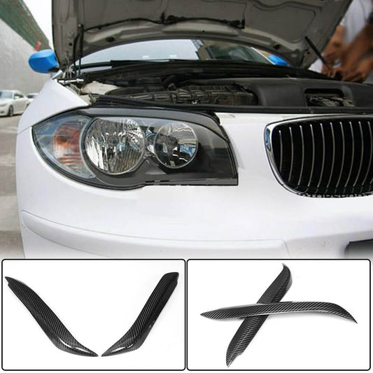 Headlight Eyebrows Lamp Eyelids Carbon Fiber for BMW 1 series E81/82/87/88 2004-2011 - image 1