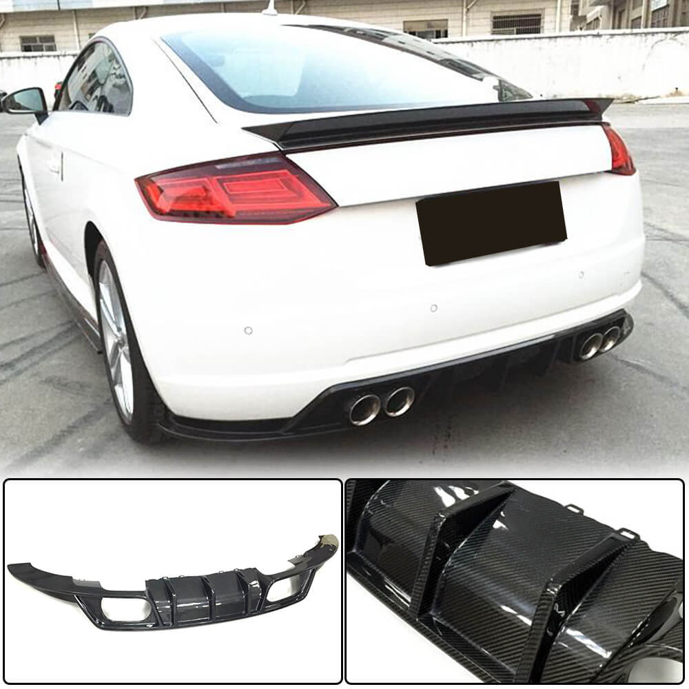 Rear Bumper Diffuser (for Base, 2014-2019, Carbon) for Audi ТТ 2014-2023 - image 1