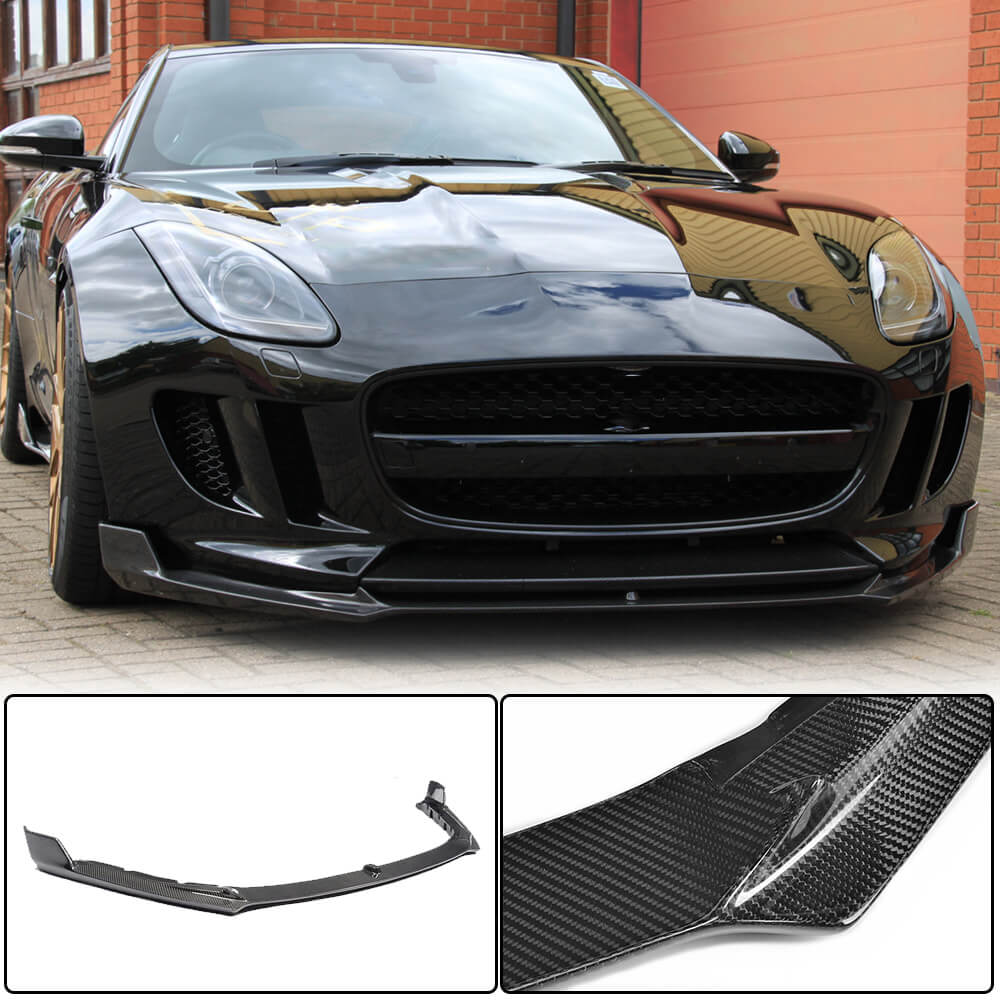 Front Bumper Lip Spoiler (2013-2016, Carbon) for Jaguar F-Type 2013-2024 - image 1