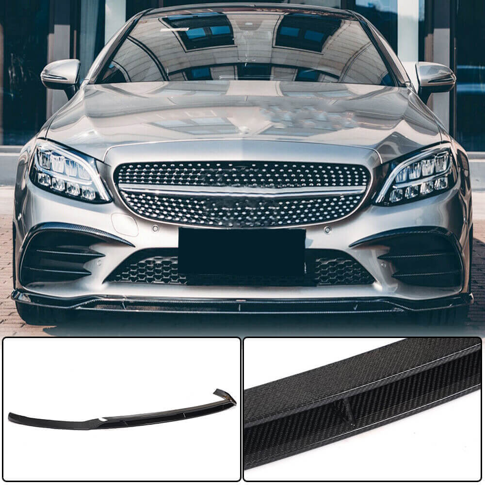 Front Bumper Lip V1 for C43 AMG 2019-2021 Carbon for Mercedes C-сlass W205 2014-2021 - image 1