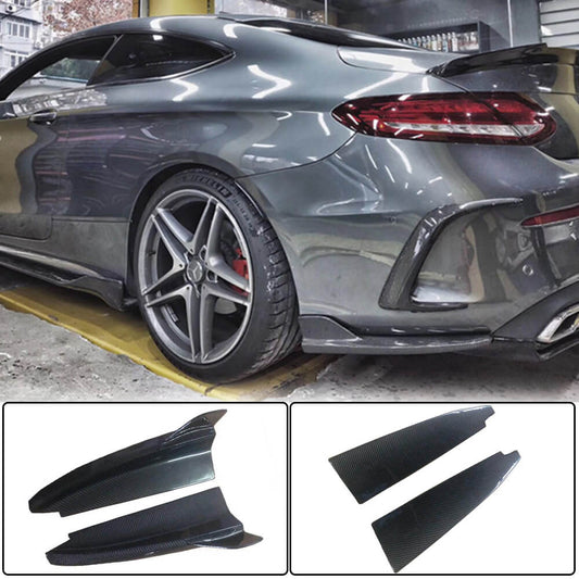 Rear bumper protectors V2 (for AMG-Line coupe/convertible / C43 AMG 2015-2019, Carbon) for Mercedes C-class W205 2014-2021 - image 1