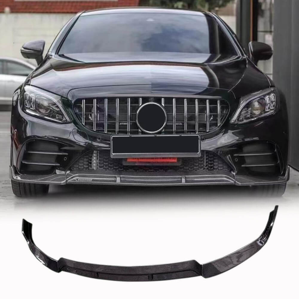 Front Bumper Lip Spoiler (for SD AMG-Line 2019-2021, Carbon) for Mercedes C-сlass W205 2014-2021 - image 1
