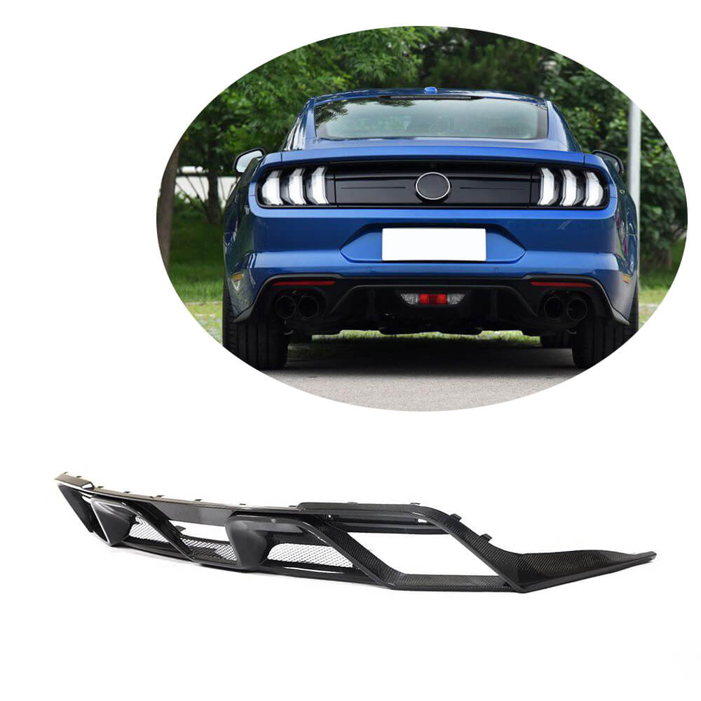Rear Bumper Diffuser V2 (2018-2021, Carbon) for Ford Mustang 2015-2023 - image 1