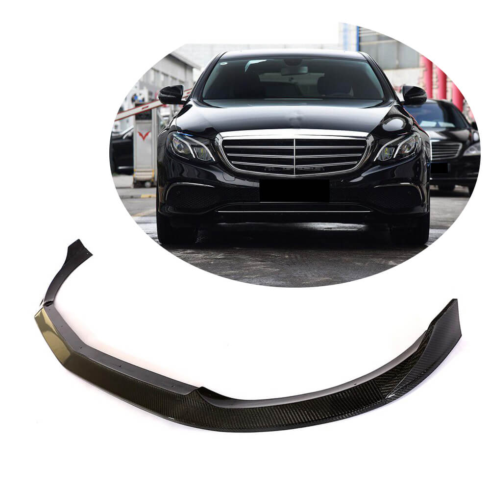 Front Bumper Lip Spoiler (for Base 2016-2019, Carbon) for Mercedes E-сlass W213 2016-2023 - image 1