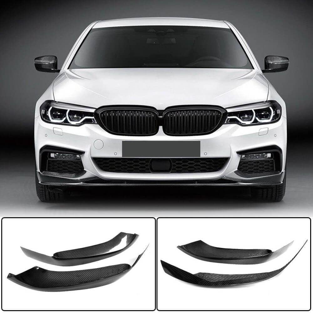 Front Bumper Flap Extensions V2 for M-Sport 2017-2020 Carbon for BMW 5 Series G30/31 2017-2023 - image 1