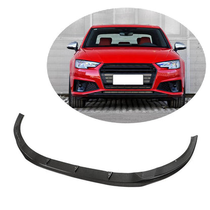 Front bumper lip Lip V6 (for S-Line Sedan 2015-2019, Carbon) for Audi A4 B9 2015-2024 - image 1
