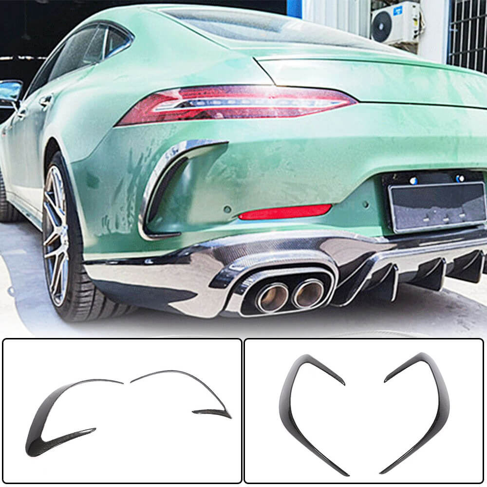 Rear Bumper Covers V2 (for GT63 2018-2022, Carbon) for Mercedes AMG GT 4 X290 2018- - image 1