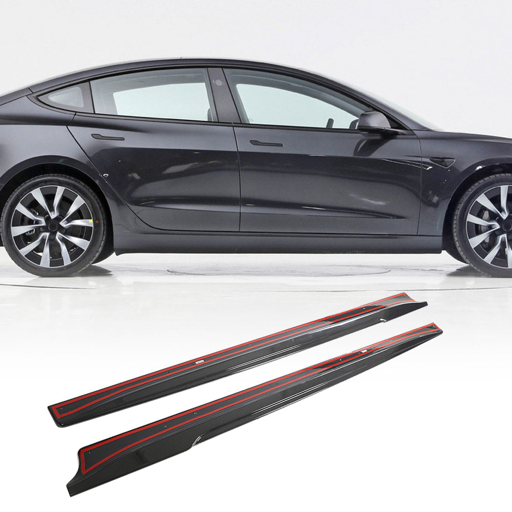 Side Skirts Dry Carbon Fiber V1 (2023-2025) for Tesla Model 3 - image 1