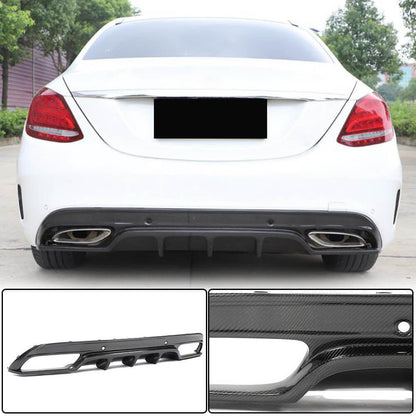 Rear bumper diffuser (for SD C43/C63 AMG 2015-2019, Carbon) for Mercedes C-class W205 2014-2021 - image 1