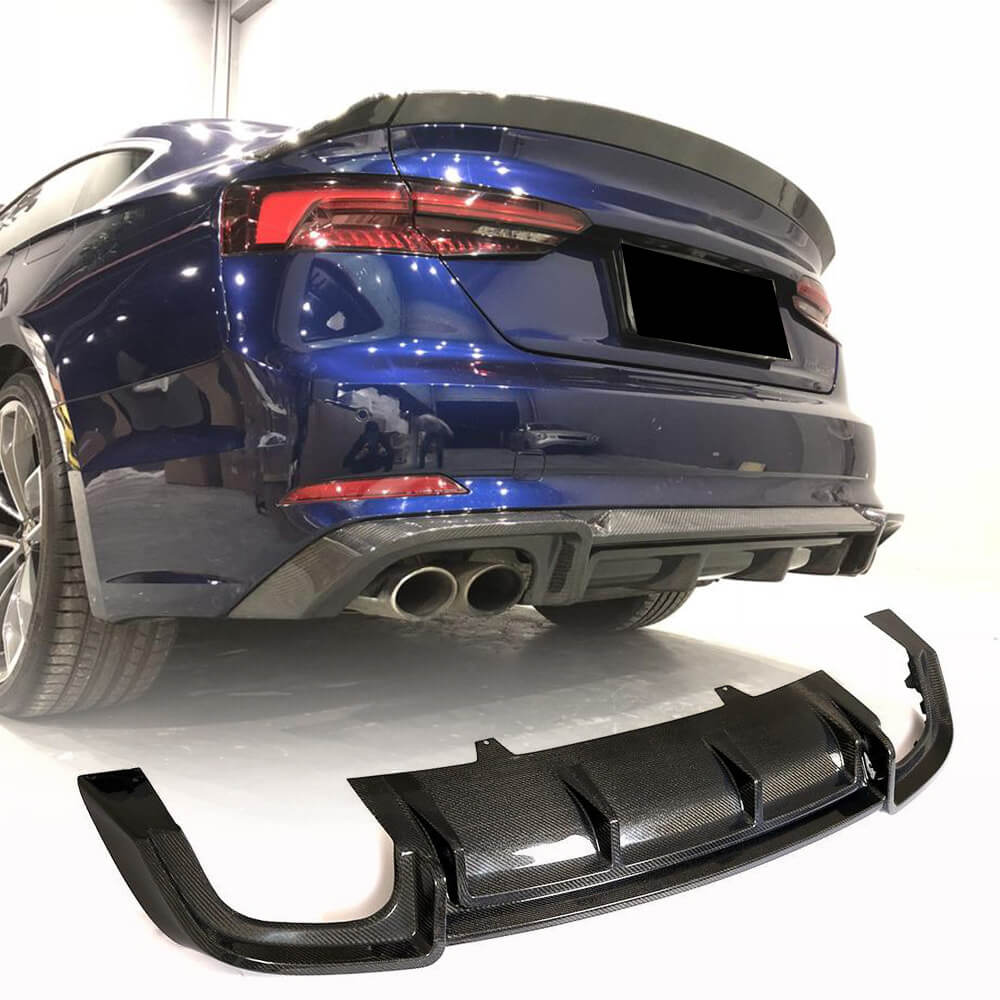 Rear Bumper Diffuser V2 (for S-Line 2016-2020, Carbon) for Audi A5 2016-2025 - image 1