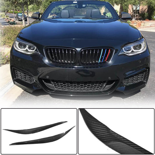 Headlight Eyebrows Lamp Eyelids Dry Carbon Fiber for BMW 2 Series F22/23 2014-2021 - image 1