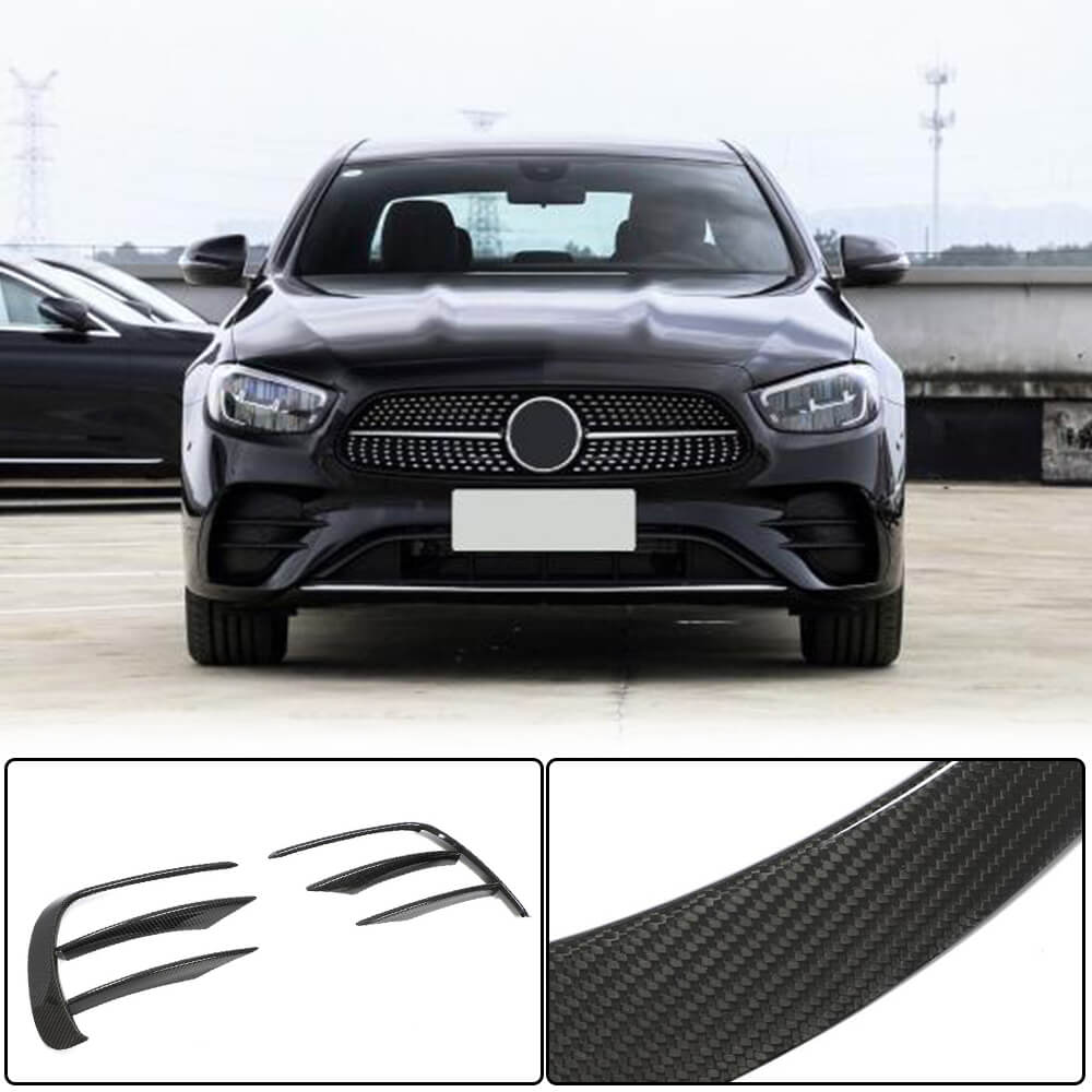 Covers on the front bumper (for AMG-Line 2020+, Dry carbon) for Mercedes E-class W213 2016-2023 - image 1
